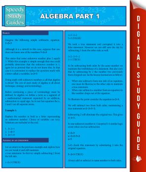 Algebra Part 1 (Speedy Study Guides) - Speedy Publishing 