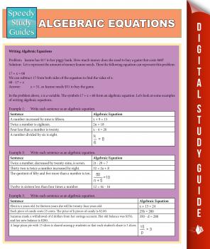 Algebraic Equations (Speedy Study Guides) - Speedy Publishing Edition 2